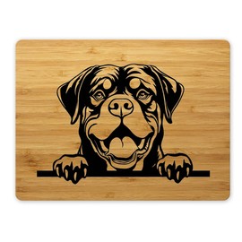 Bambus Schneidebrett Frühstücksbrettchen 15x20cm Hund Rottweiler 01