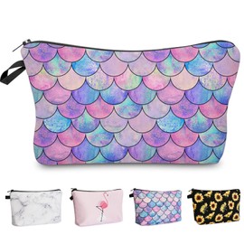 Makeup Bag for Purse Cute Cosmetic Bag Travel Toiletry Bag Pouch Waterproof Organizer Bag for Women Girls, Mermaid fish scales, One Size,