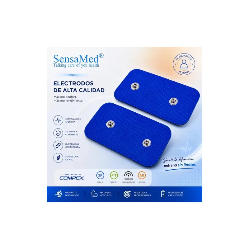 4 Electrodos Parches 5x10 Double Snap Compatible Con Compex Color