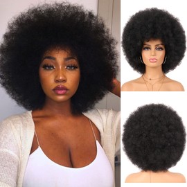 G&T Wig G&T Wig 70's Afro Curly Wigs for Black Women Glueless Wear and Soft Black Afro Wigs Large Bouncy and Soft Natural Looking Full Wigs for Daily Party Cosplay Costume Halloweeen(1B)