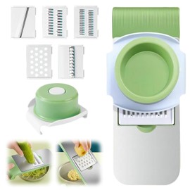 Cortador de Verduras, Rebanador de verduras con 5 Cuchillas de Acero Inoxidable,Mandolina cortador de verduras,picadora de verduras,Apto para cocina, verduras, ensaladas