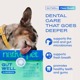 GutWell Clean Breath - Dog Breath Freshener & Dental Care Food Topper - Dog Teeth Cleaning to Reduce Plaque & Tartar - Promotes Fresh Breath with Targeted Triple-biotic Oral Care Blend - 60 Scoops