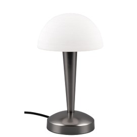 Reality Leuchten Canaria R59561120 Table Lamp Metal Black Chrome / Gold Coloured Glass Wiped White Includes 4.9 Watt LED E14 On/Off Touch