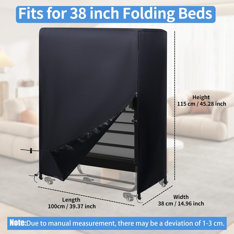 Rollaway Bed Storage Cover fits 33-inches Single Adults Cot, Folding