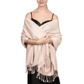 Achillea Soft Silky Pashmina Scarf for Women – Shawl Wrap for Evening Dresses, Bridesmaids, Weddings & Everyday Wear (Tan)