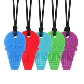 AWSOLAR 5 PCS Kaukette für Kinder, Silikon Kaukette, Beißkette für Jungen und Mädchen, ADHS, Zahnen, Beißende