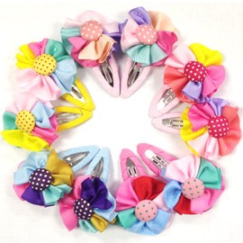Bowbear Girls 10-Piece Multi-Color Floral Ribbon Hair Clips