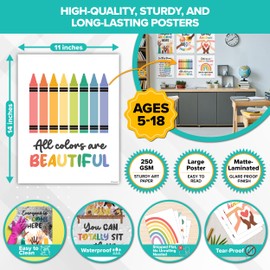 Decorably 12 Diversity Posters for Classroom, 11x14in Matte-Laminated Inspirational Inclusive Classroom Decor