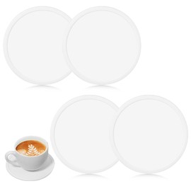 4 Packs Silicone Coasters Non Slip Coasters for Drinks Round Coasters Anti Slip Silicone Coaster Cup Coasters Cup Table Pads Cup Mate Coasters for Drinks Beverage Coffee Tea Coaster(White)
