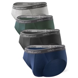 DAVID ARCHY Men's Briefs Rayon Made From Bamboo Underwear Pouch Breathable Super Soft Comfort Briefs Lightweight No Fly 4 Pack