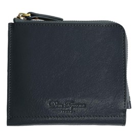 DomTeporna Italy Men's Bifold Wallet, Genuine Leather, L-Shaped Zipper, Coin Pocket, Bi-fold Wallet, Italian Leather, Cowhide Leather, L Zipper, Small Wallet, NAVY