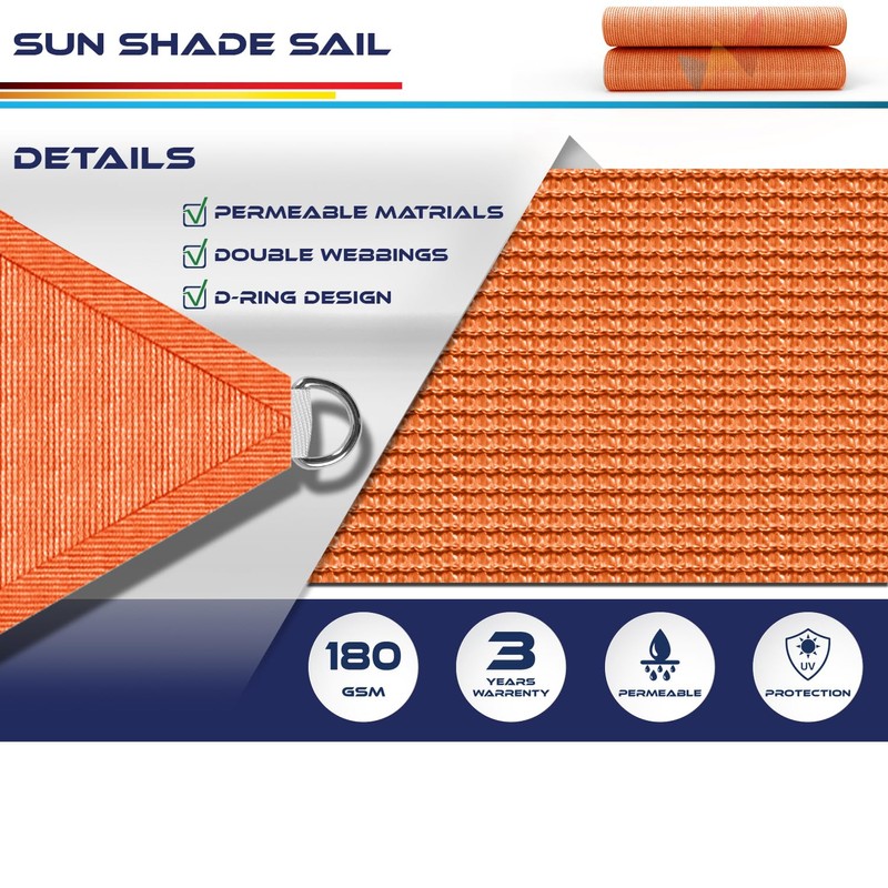 Windscreen4less 10' x 12' x 15.6' Sun Shade Sail Right
