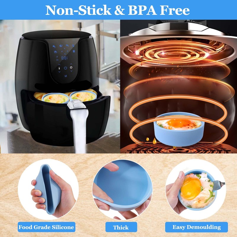 XANGNIER Silicone Air Fryer Egg Mold,3 Pcs Reusable Nonstick Egg