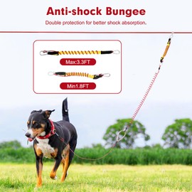 Runner for Yard, Anti-Shock Trolley System 50/75/100/150/200FT, Heavy-Duty Aerial Run Cable With Bungee for Small to Large Dogs up to 300lbs, Outside Zip Line for Backyard, Camping, Park