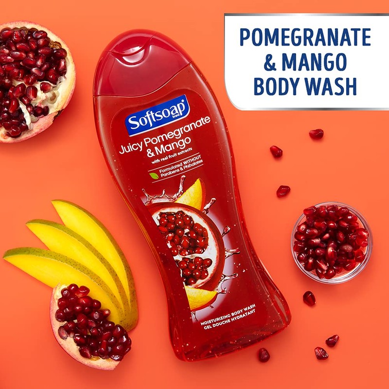Softsoap Moisturizing Body Wash, Pomegranate and Mango - 20 fluid