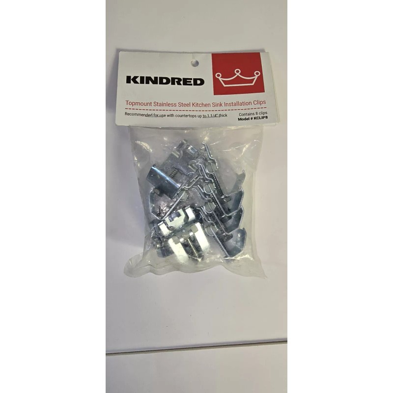 Kindred KCLIP8 Topmount Sink Mounting Clips Stainless Steel Installation Clips