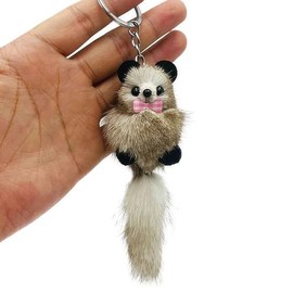ViWaVee Cute Raccoon Soft Plush Keyring for Car, Motorcycle, Trailer and Lucky Charm Decoration for Backpack, Handbag and Purse, gray
