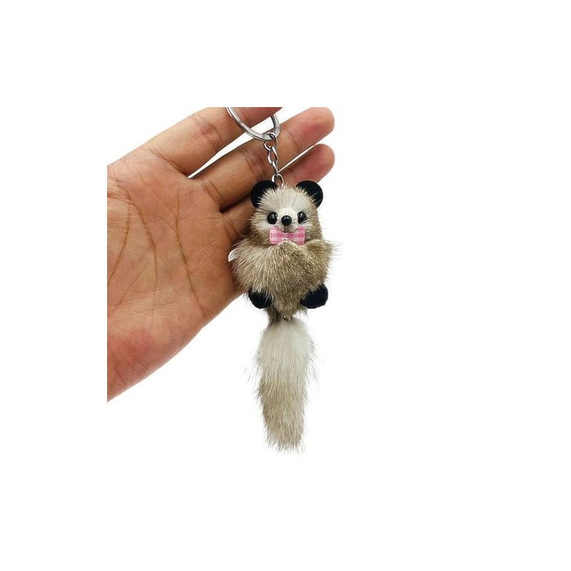 ViWaVee Cute Raccoon Soft Plush Keyring for Car, Motorcycle, Trailer