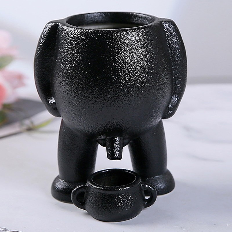 Ceramic Flower Pot with Funny Peeing Man Design - Unique