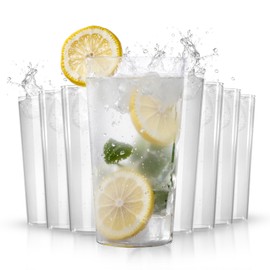 Liacere Plastic Drinking Glasses Set of 12-17 oz Highball Clean Reusable Plastic Glasses Colors, Water Glasses Cups, Bar Tumbler Glassware Set for Beer, Juice, Cocktail, Milk for Mother's Day