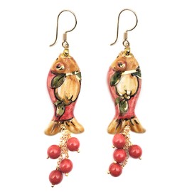 MARARDI Women's Italian Ceramic Earrings from Caltagirone Long Handmade Italian Jewellery Elegant Originals for Everyday Events Weddings Special Occasions