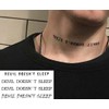 EROSPA® Temporary Tattoo Sheet / Sticker Devil Doesn't Sleep Lettering