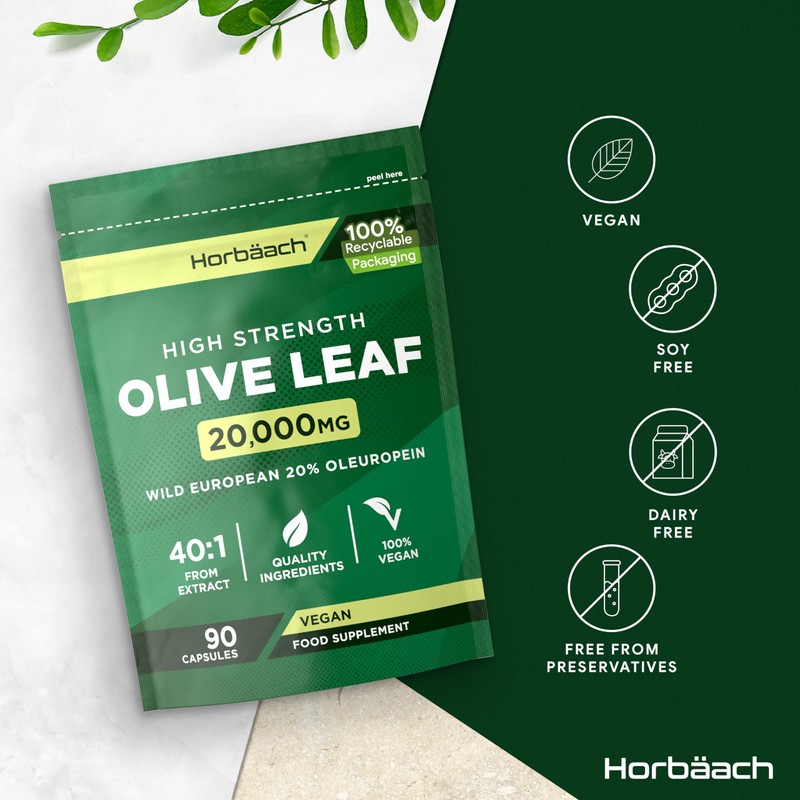 Olive Leaf Extract Capsules 20,000mg | Wild European 20% Oleuropein