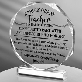 Perthlin Acrylic Teacher Appreciation Gifts for Women Teacher Christmas Gifts Thank You Teachers Gift from Student Retirement Present for Office Desk Paperweight Keepsake Decor(Elegant Nonagon)