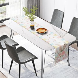 Easter Table Runner,Spring Plaid Table Runner 13x72Inch Kitchen Farmhouse Home Dining Table Decor