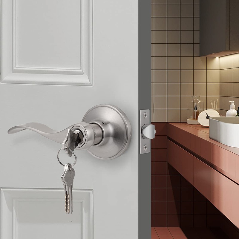 Gobrico 6 Pack Satin Nickel Keyed Alike Door Lever with