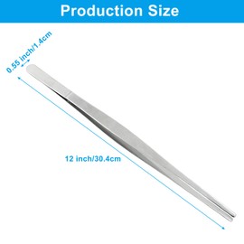 Dijedev 2Pcs 12 Inch Kitchen Tweezers Tongs, Cooking Tweezers, Chef Tweezers professional, Long Handle Food Tweezers, Stainless Steel Tweezers for Culinary, Bar, BBQ, Plating