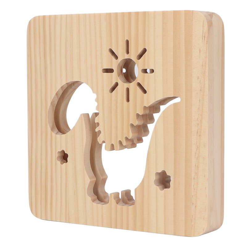 Wood Carving Lamp Dinosaur Hollow Pattern Warm White Light USB