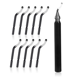 QIMEI-SHOP Deburring Tool Hand Deburring Tool with 10 Blades 360° Rotating Metal Handle Deburring Tool for 3D Printer Plastic Aluminium Stainless Steel Pack of 11