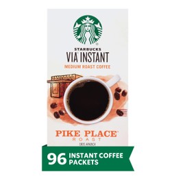 Starbucks VIA Instant Coffee, Medium Roast Coffee, Pike Place Roast, 100% Arabica, 12 boxes (96 packets total)
