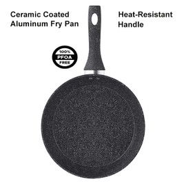 Lorren Home Trends 12" Ceramic Coated Fry Pan, Heat-resistent Handle, PFOA Free, Easy to Clean, Induction Compatible, Dark Grey