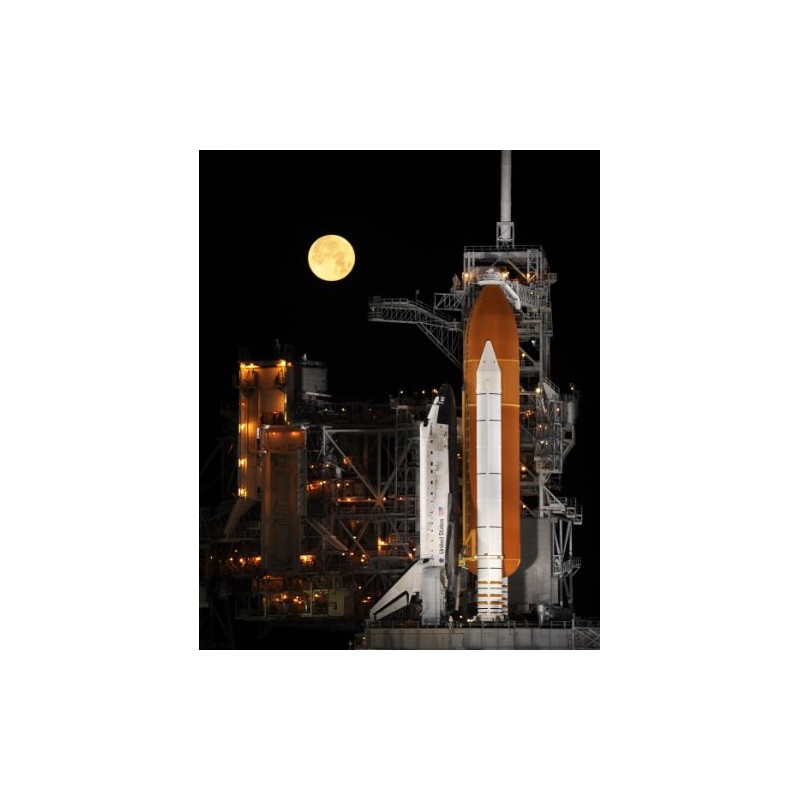 Space Shuttle Discovery Under a Full Moon Photo NASA Photos