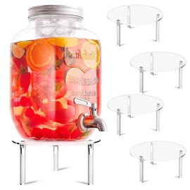 Aemygo 4 Pcs Drink Dispenser Stand, 7.9" Acrylic Water Dispenser And Beverage Dispenser Stand, Clear Acrylic Stands, Pitcher Stand Base for Parties and Events, Cake Stand, Plant Stands