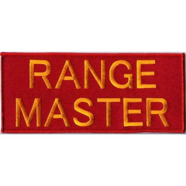 FIREARMS INSTRUCTOR Embroidered Gold on Red Hook Patch 3 X