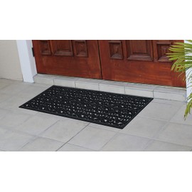 A1HC First Impression Grill Indoor/Outdoor 18"X48" Easy Clean Rubber Entry Way Doormat for Patio, Front Door, All Weather Exterior Doors/Large Size for Double Doors Black Estate