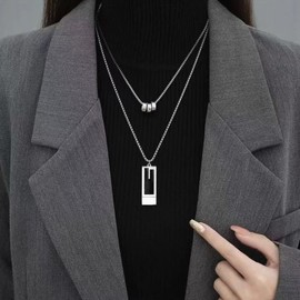 Gold Necklaces for Women Gifts - 14K Gold Plated Necklace for Women Necklaces for Her Tiny Fashion Jewelry for Teens，for Women Friends Jewelry Gifts，Necklace Gold Jewelry Birthday Gifts (Double layered chain necklace silver)