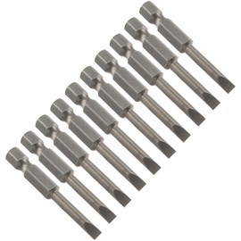LDEXIN 10 Pcs SL4.5 Magnetic Slotted Screwdriver Bits S2 Steel Flat Head Screwdriver Bits with 1/4 Inch Hex Shank, 2 Inch Length