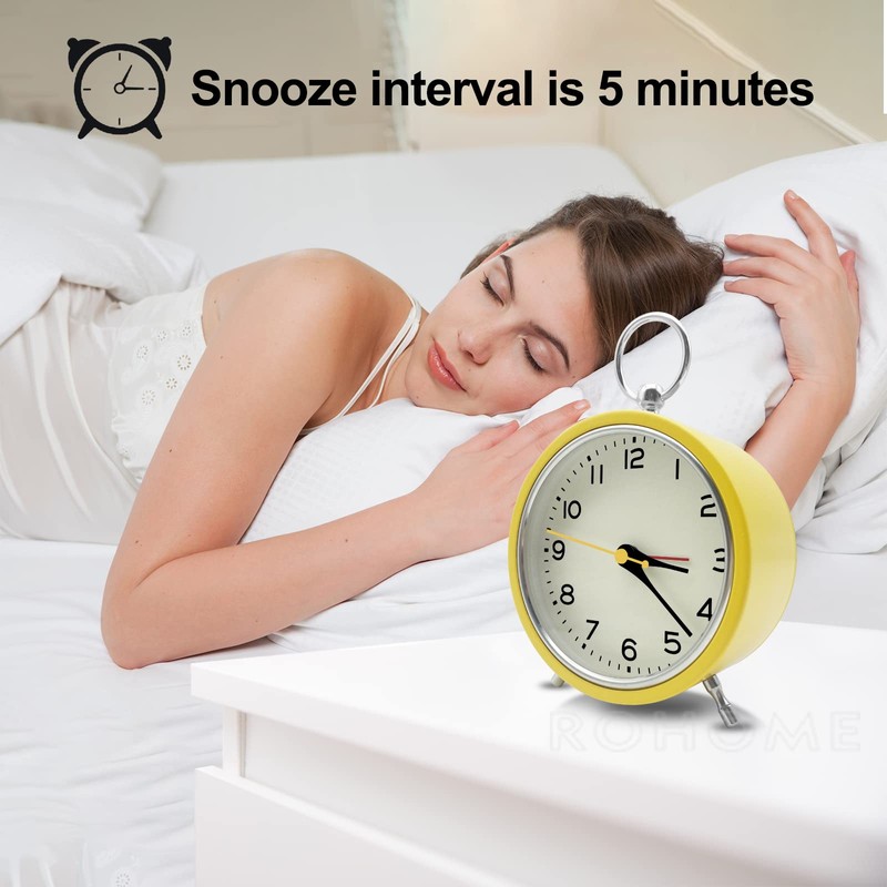 Rohome Silent Table Analog Alarm Clock No Ticking Battery Operated