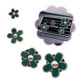 ORIESSE 4pcs Flowers Air Vent Clips Car Air Freshener 4 Sizes Green Daisy Flower Car Vent Clips Girly Women Car Air Freshener Olive Green Flowers Car Accessories Refillable Car Diffuser (Lavender)