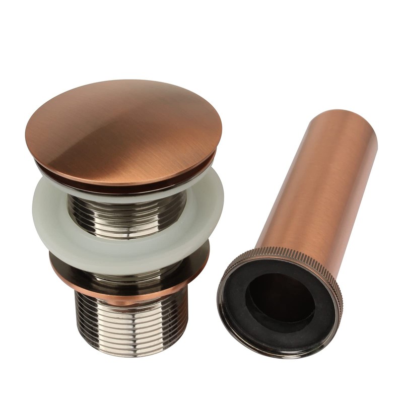 Akicon Copper Push Button Bathroom Sink Drain Stop & Pop