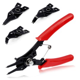 Snap Ring Pliers Set, 4 in 1 Internal External Circlip Pliers, 45 Degree & 90 Degree Curved Jaws & Straight Jaw Holder Ring Pliers C Clip Pliers Circlip Pliers Maintenance Tool