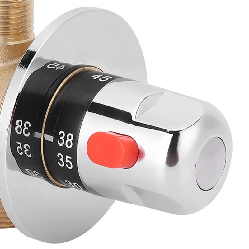 G1/2in 3 Way Brass Thermostatic Mixing Valve Faucet Temperature Mixer