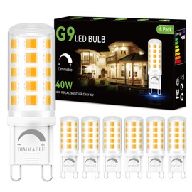 DAYBEETER 6 Pack Dimmable G9 LED Bulb 4W (40 Watt Equivalent), 3000K Soft Warm White, G9 Halogen Bulb T4 G9 Bi-pin Base Light Bulbs for Chandelier,120V 450LM 360 Beam Angle No-Flicker G9 Bulb