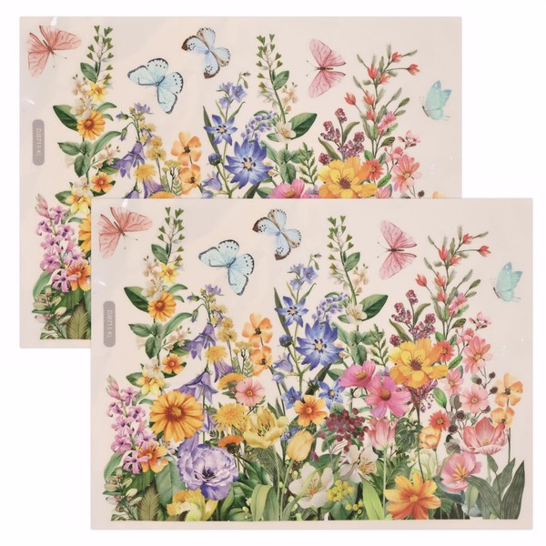 2 Sheets Flower Garden Window Stickers, Floral Window Clings for