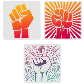 FINGERINSPIRE 3 Pieces Fists Drawing Painting Stencils Templates 30 x 30 cm Plastic Stencils Decoration Cutting Stencil for Painting on Wood, Floor, Wall, Fabric