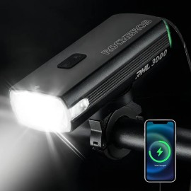 Lampara Luz Linterna Delantera para Bicicleta Rockbros Rhl3000lm Color Negro